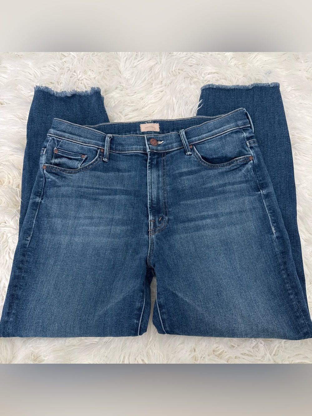 MOTHER Dark Blue High-Rise Slim Crop Jeans
